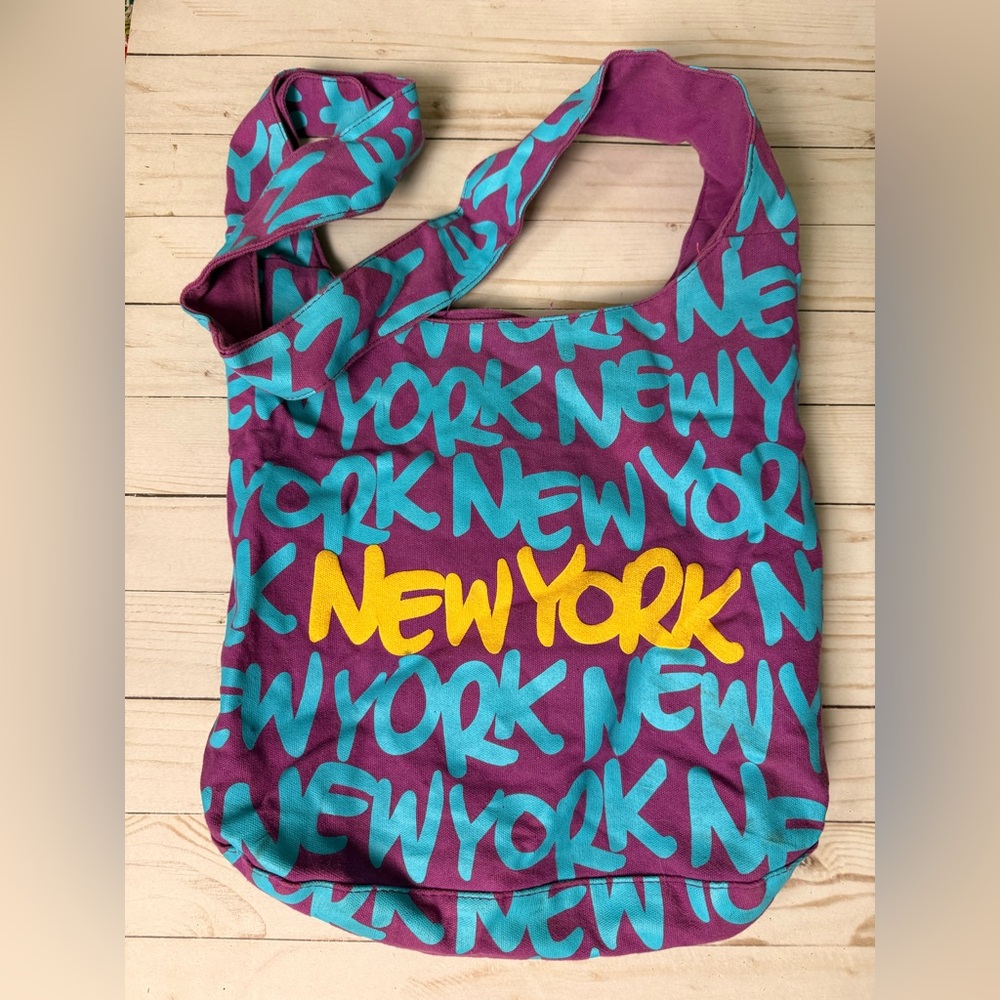 Stylish Purple and Teal New York Tote Bag